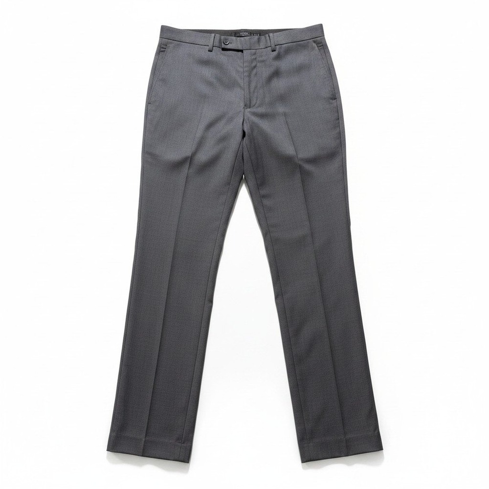 Gianco Ferro Mens 34x34 Gray Slim Fit Dress Pants Flat Front Preppy Career Wool